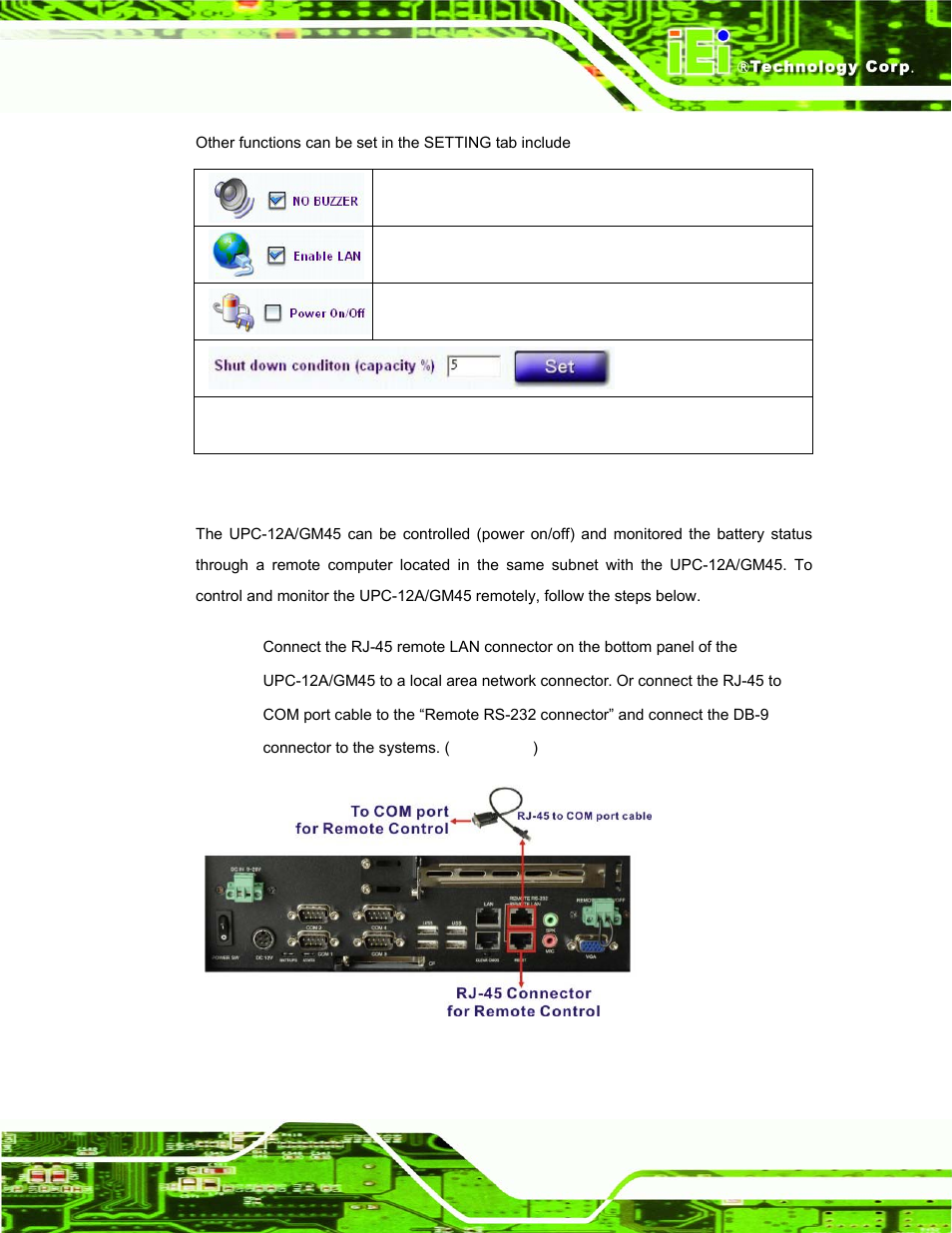 3 remote control and monitoring | IEI Integration UPC-12AH_GM45 v1.00 User Manual | Page 125 / 147