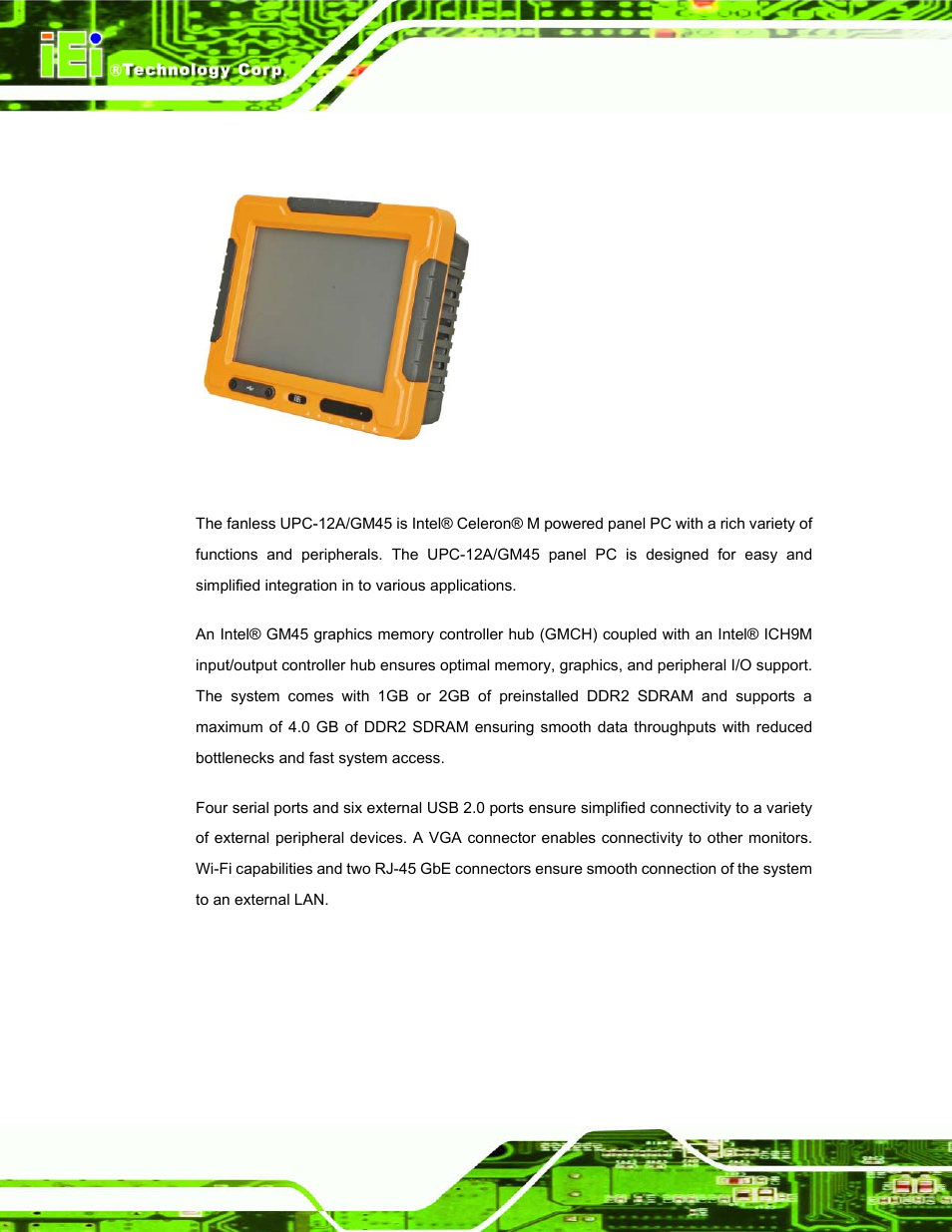 1 upc-12a/gm45 panel pc overview | IEI Integration UPC-12AH_GM45 v1.00 User Manual | Page 14 / 147