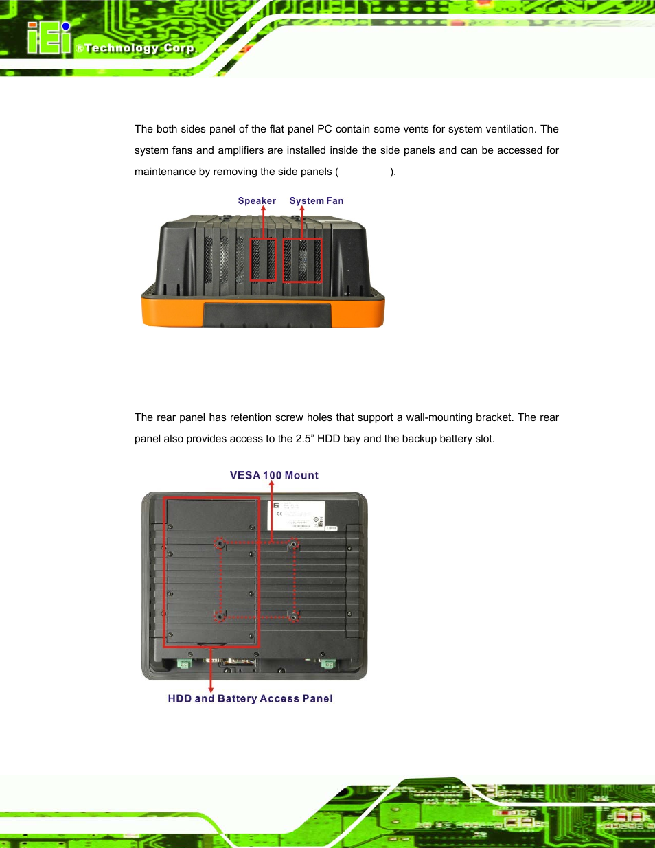 3 side panels, 4 rear panel | IEI Integration UPC-12AH_GM45 v1.00 User Manual | Page 20 / 147