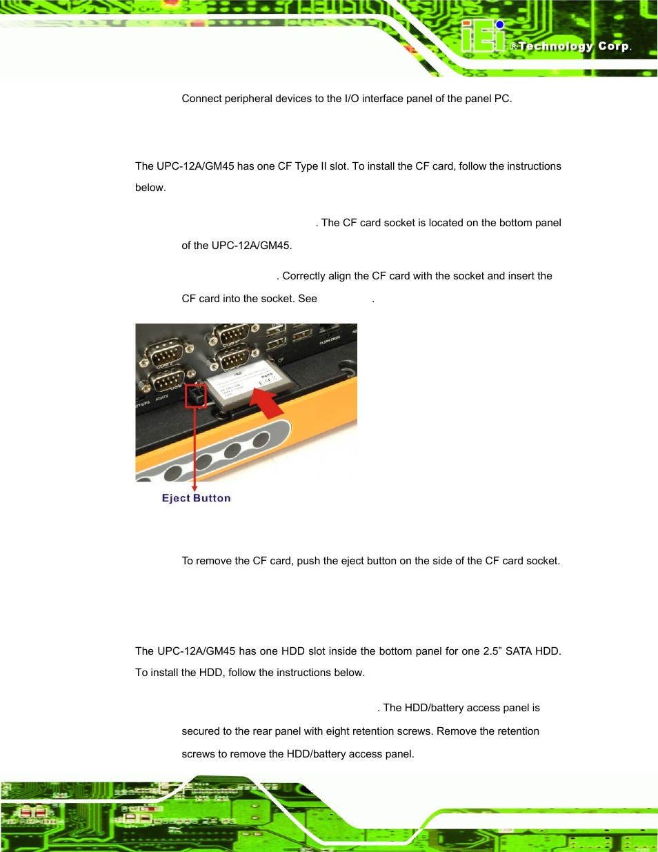 5 cf card installation, 6 hdd installation | IEI Integration UPC-12AH_GM45 v1.00 User Manual | Page 47 / 147