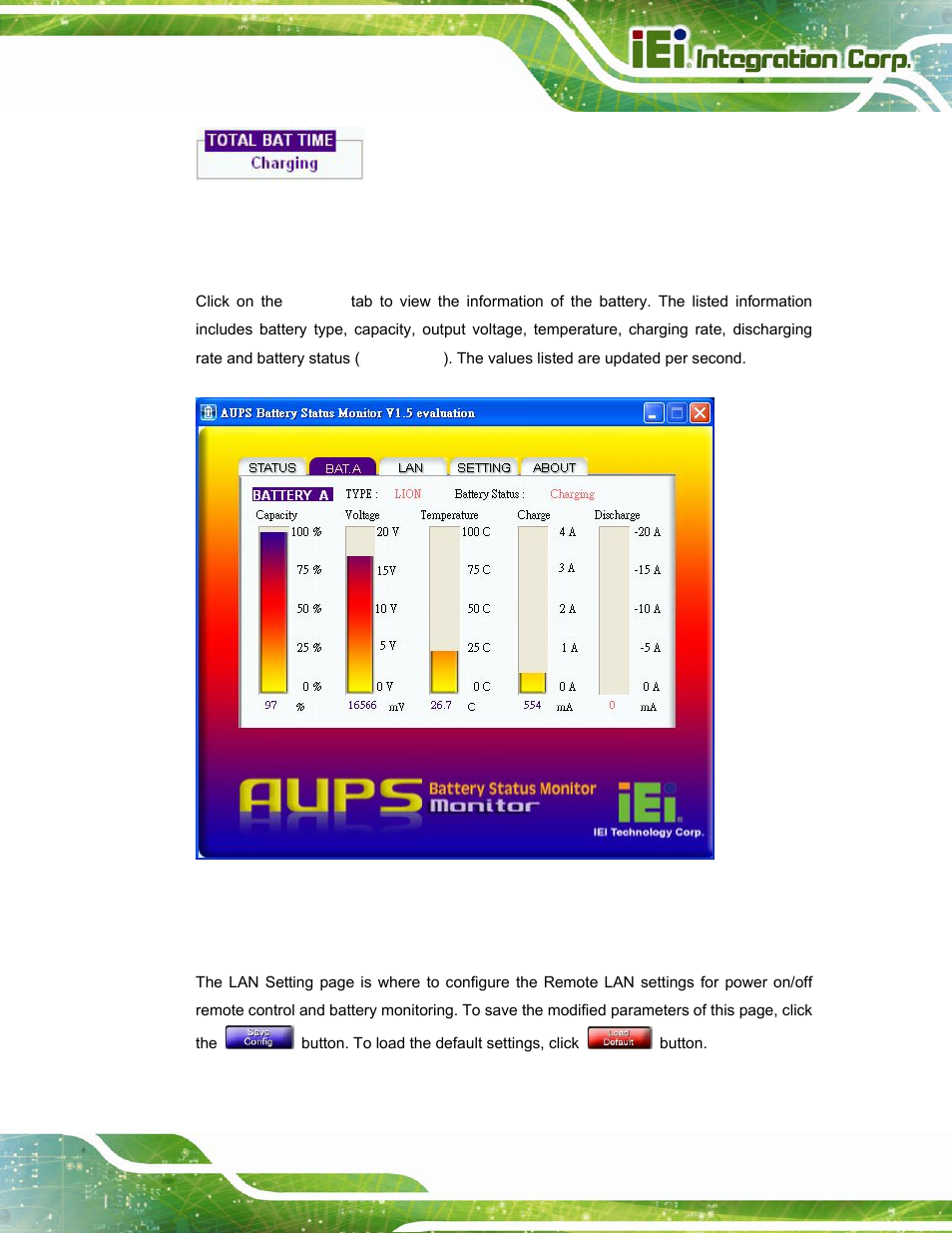 3 battery information, 4 lan setting | IEI Integration UPC-12A_GM45 v2.10 User Manual | Page 117 / 145