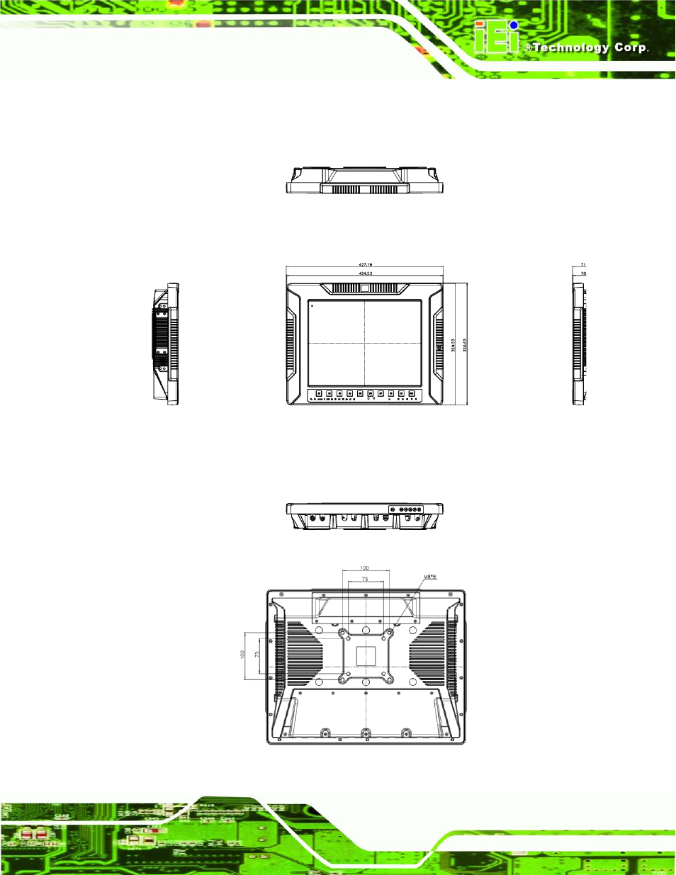 5 dimensions, Imensions, Figure 1-9: upc-v315-qm77 dimensions (mm) | IEI Integration UPC-V315-QM77 User Manual | Page 22 / 148