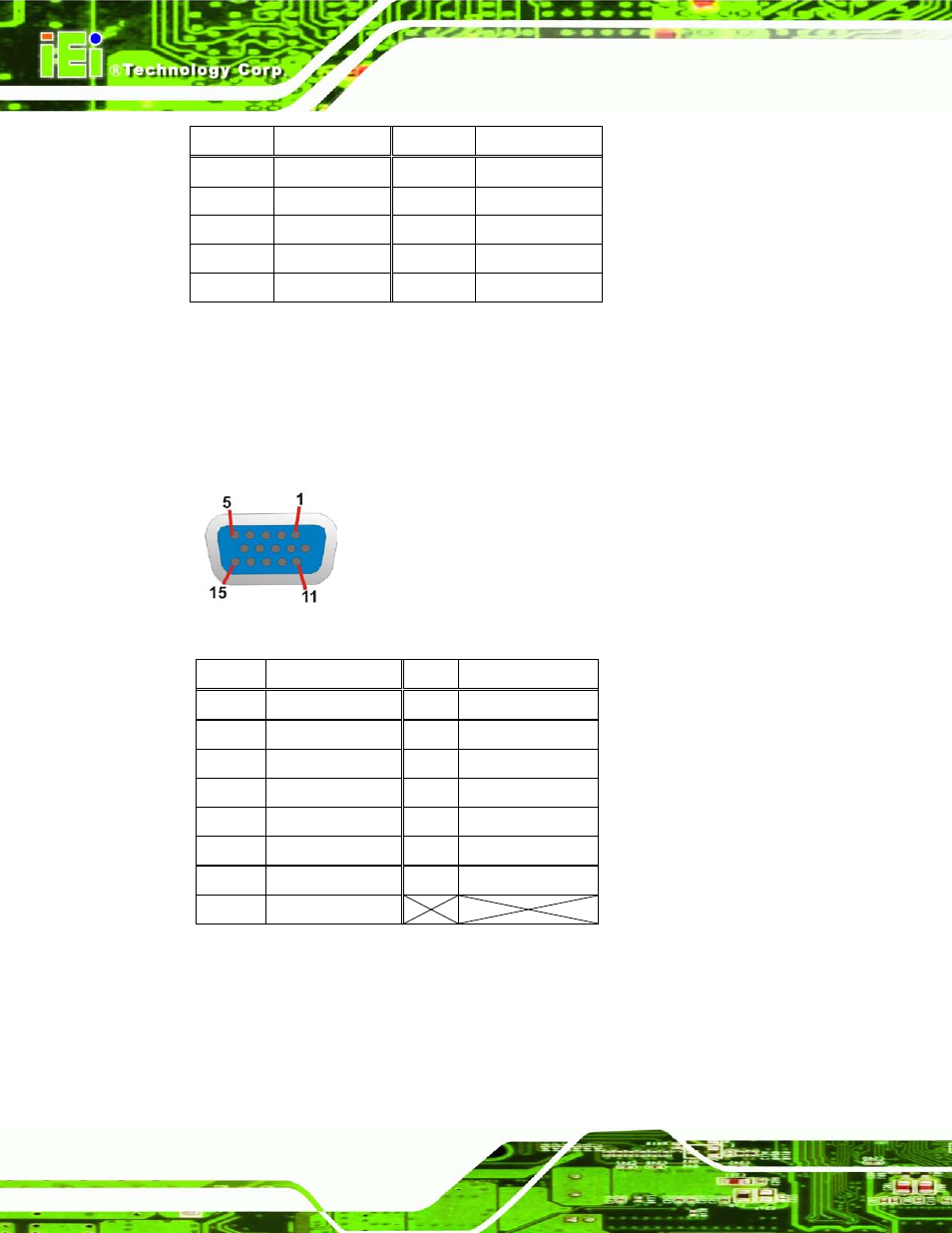 13 vga connector, Figure 3-34: vga connector, Table 3-9: usb port pinouts (usb 3.0) | Table 3-10: vga connector pinouts | IEI Integration UPC-V315-QM77 User Manual | Page 53 / 148