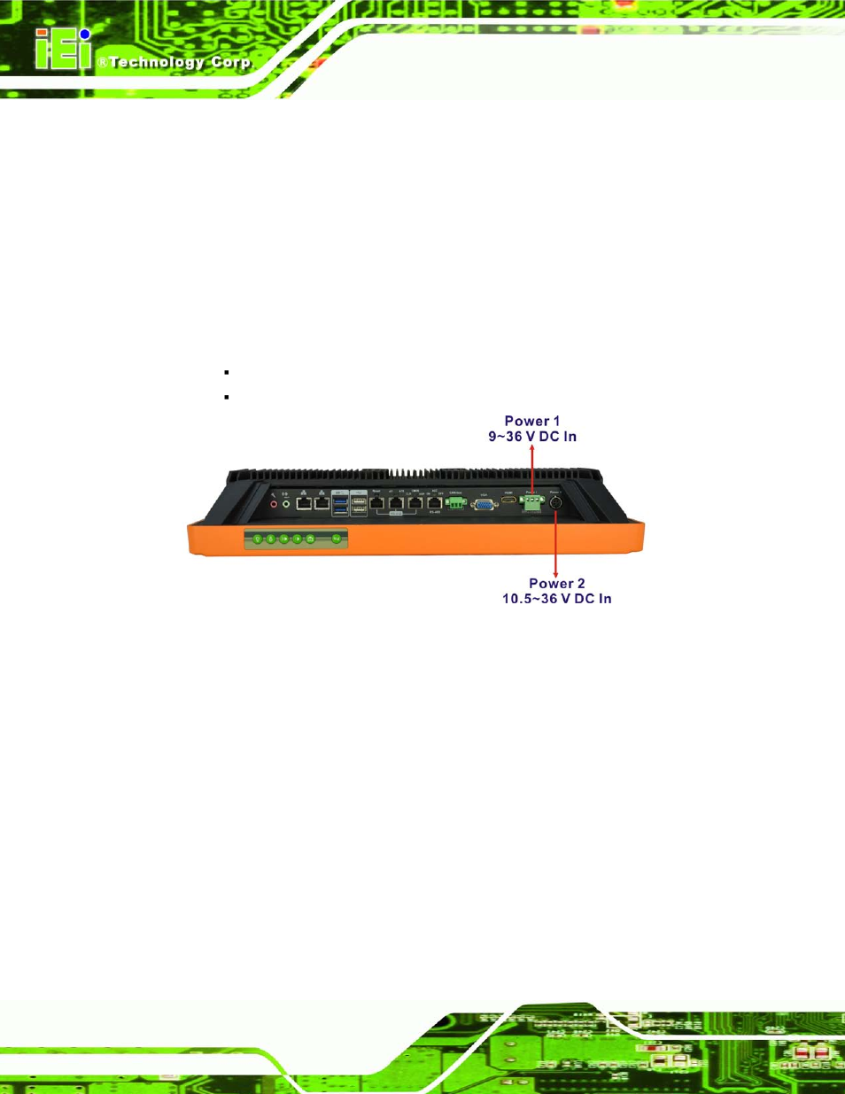 8 redundant power, Edundant, Ower | Figure 3-36: power connectors | IEI Integration UPC-V315-QM77 User Manual | Page 55 / 148