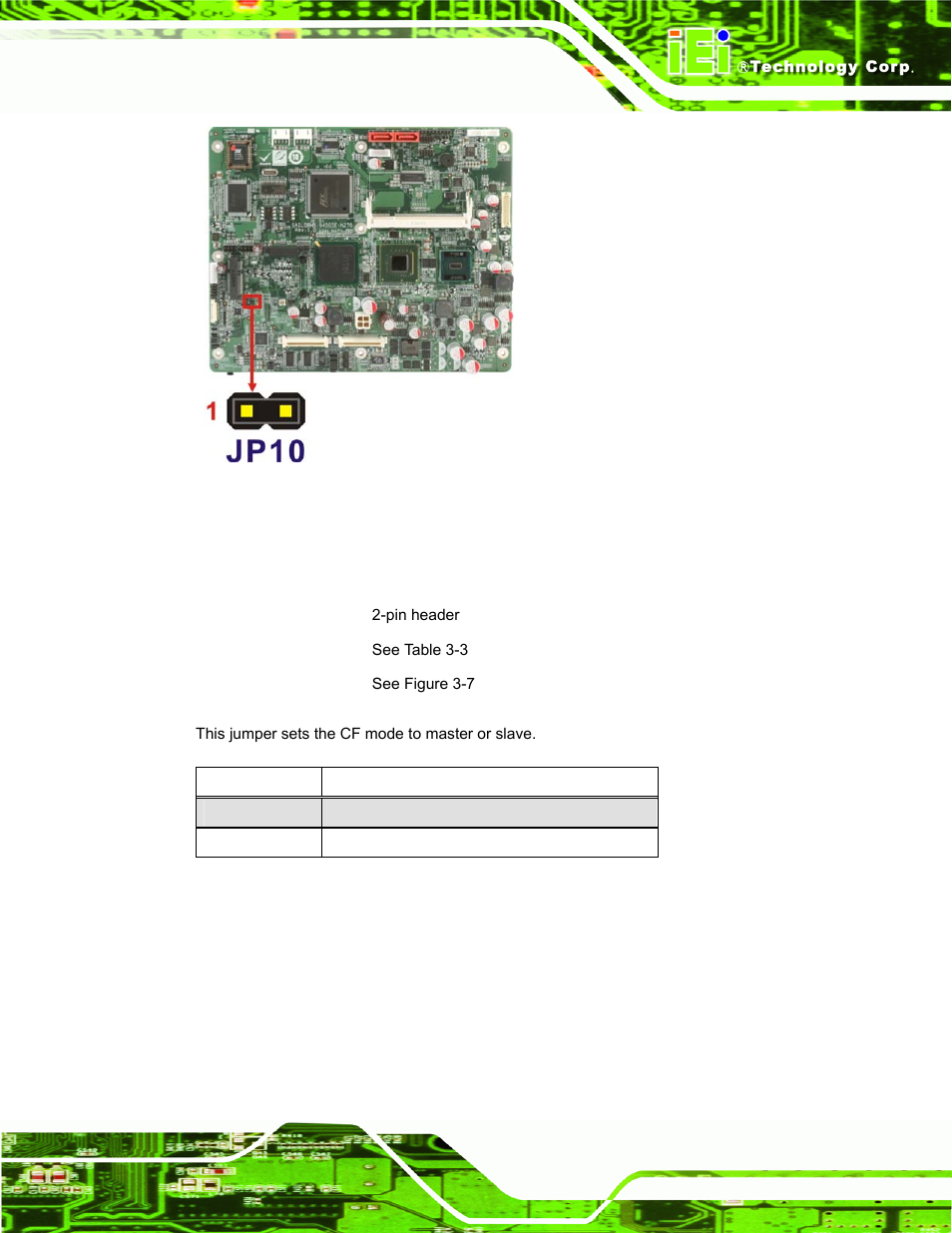 3 cf mode selection, Figure 3-6: at/atx power selection jumper location, Table 3-3: cf mode selection | IEI Integration S12A v3.00 User Manual | Page 29 / 118