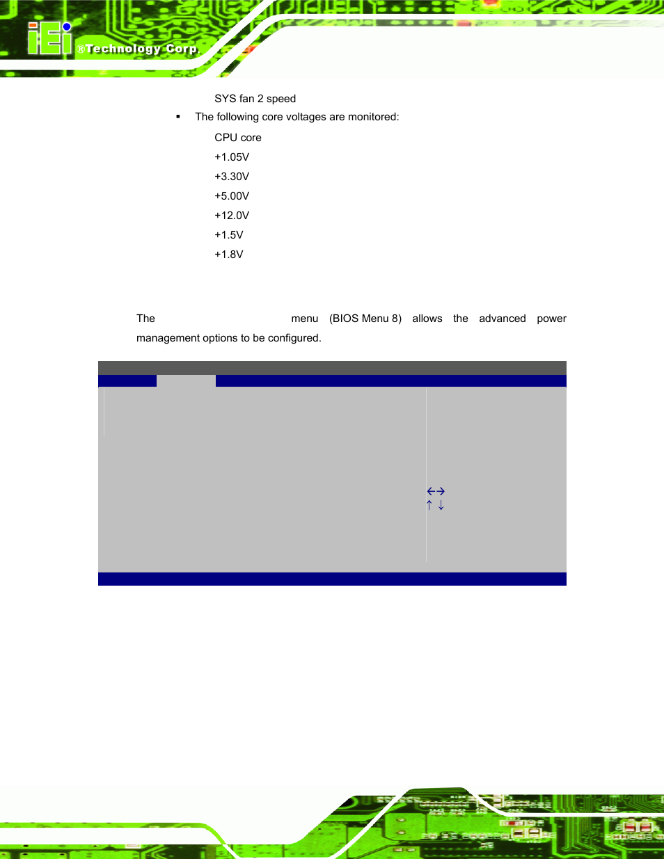 5 power configuration, Bios menu 8: apm configuration | IEI Integration S12A v3.00 User Manual | Page 62 / 118
