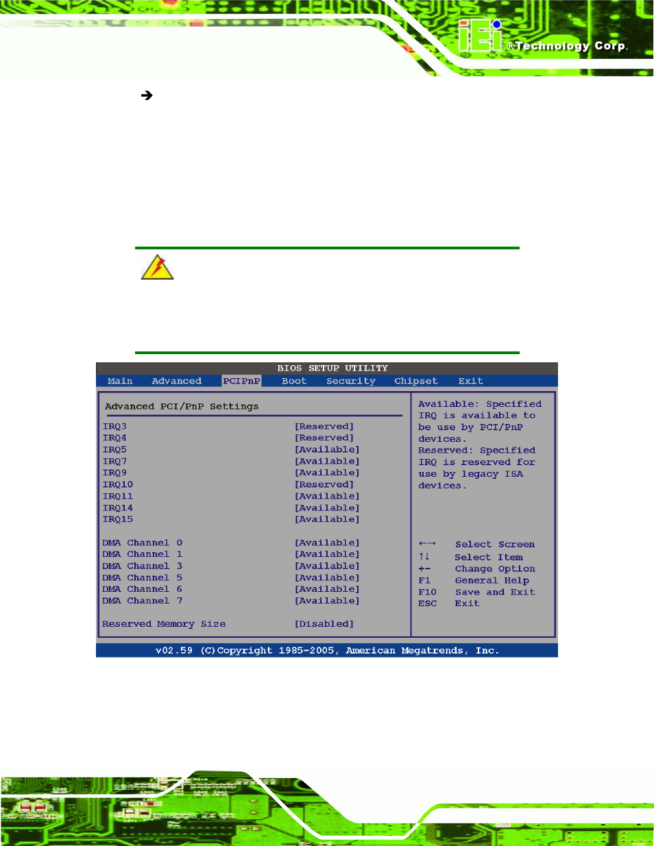 4 pci/pnp, 4 pci/p, Bios menu 15: pci/pnp configuration | IEI Integration PPC-5xxx-9455 v1.00 User Manual | Page 121 / 198