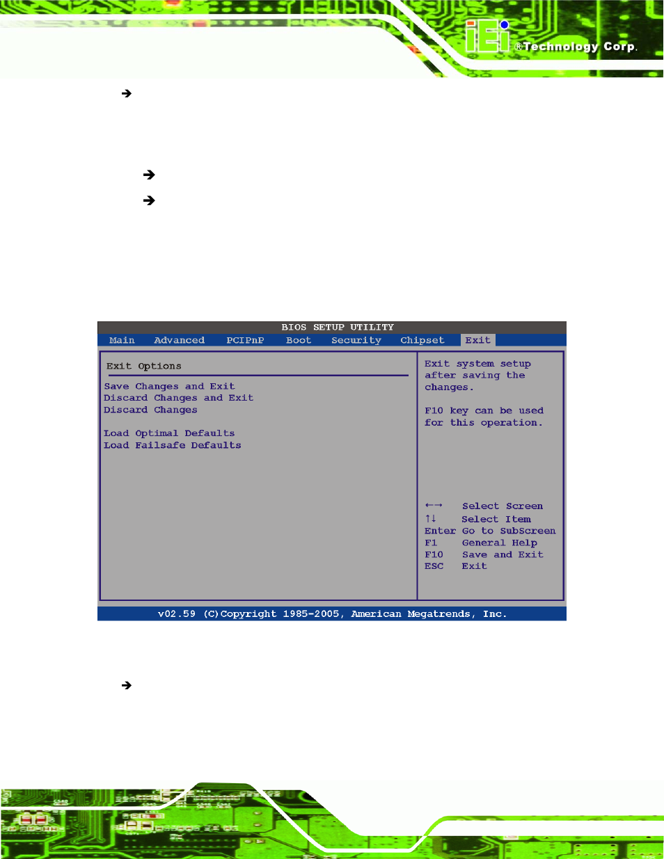 8 exit, Bios menu 25:exit | IEI Integration PPC-5xxx-9455 v1.00 User Manual | Page 135 / 198