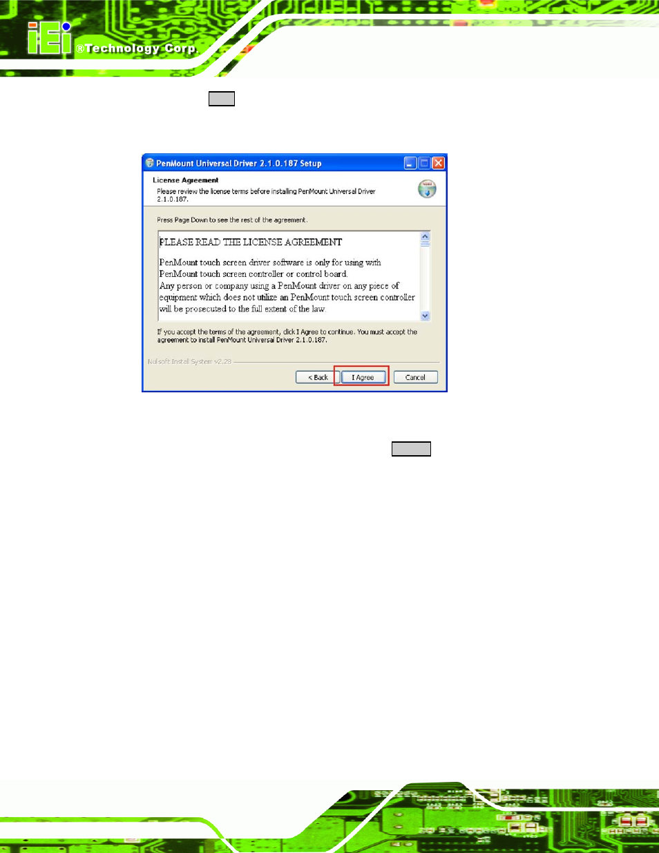 Figure 6-27: touch panel license agreement | IEI Integration PPC-5xxx-9455 v1.00 User Manual | Page 156 / 198