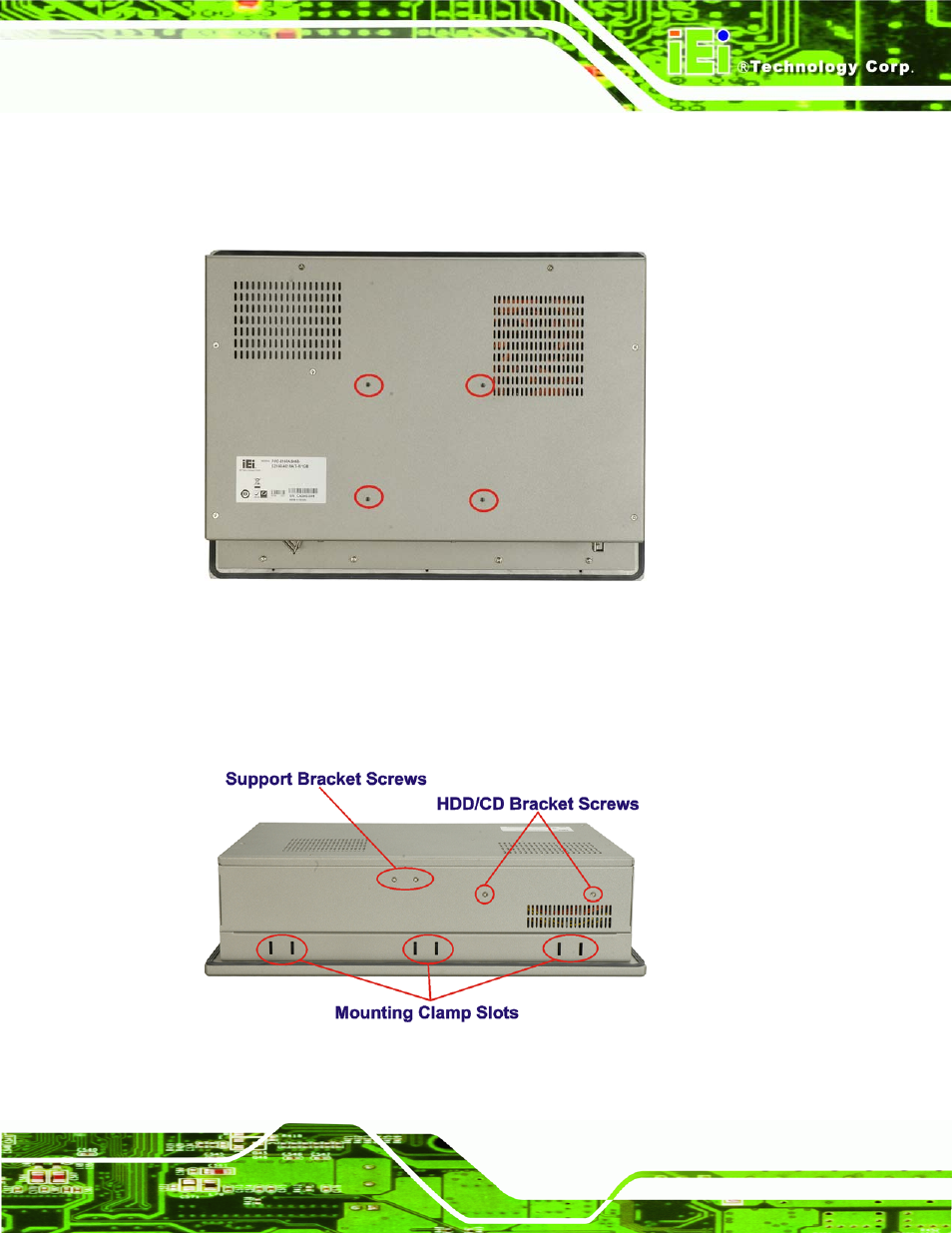 2 rear panel, 3 top panel, Figure 1-3: ppc-5xxx-9455 rear view | Figure 1-4: ppc-5xxx-9455 top view | IEI Integration PPC-5xxx-9455 v1.00 User Manual | Page 23 / 198