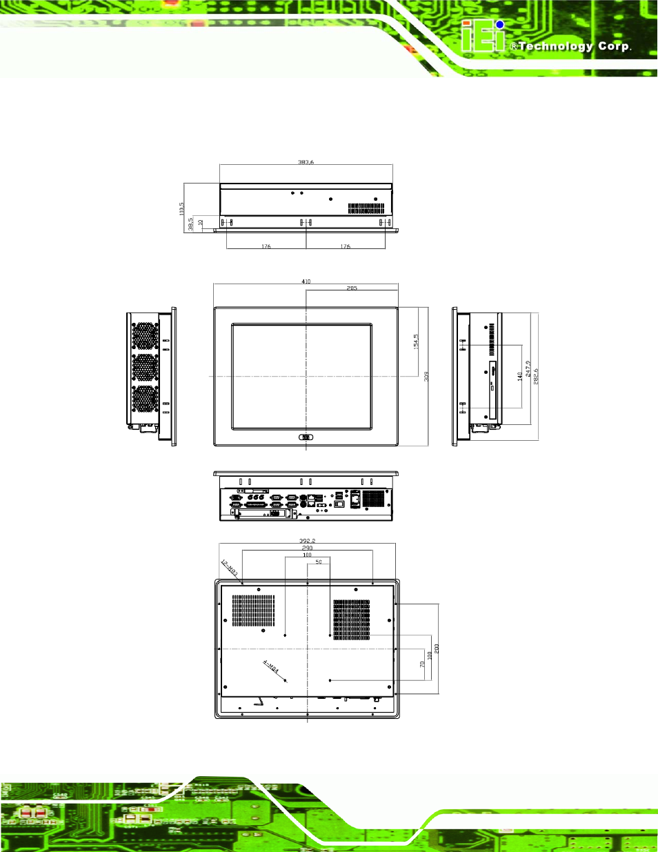 1 ppc-5150a-9455 dimensions | IEI Integration PPC-5xxx-9455 v1.00 User Manual | Page 37 / 198
