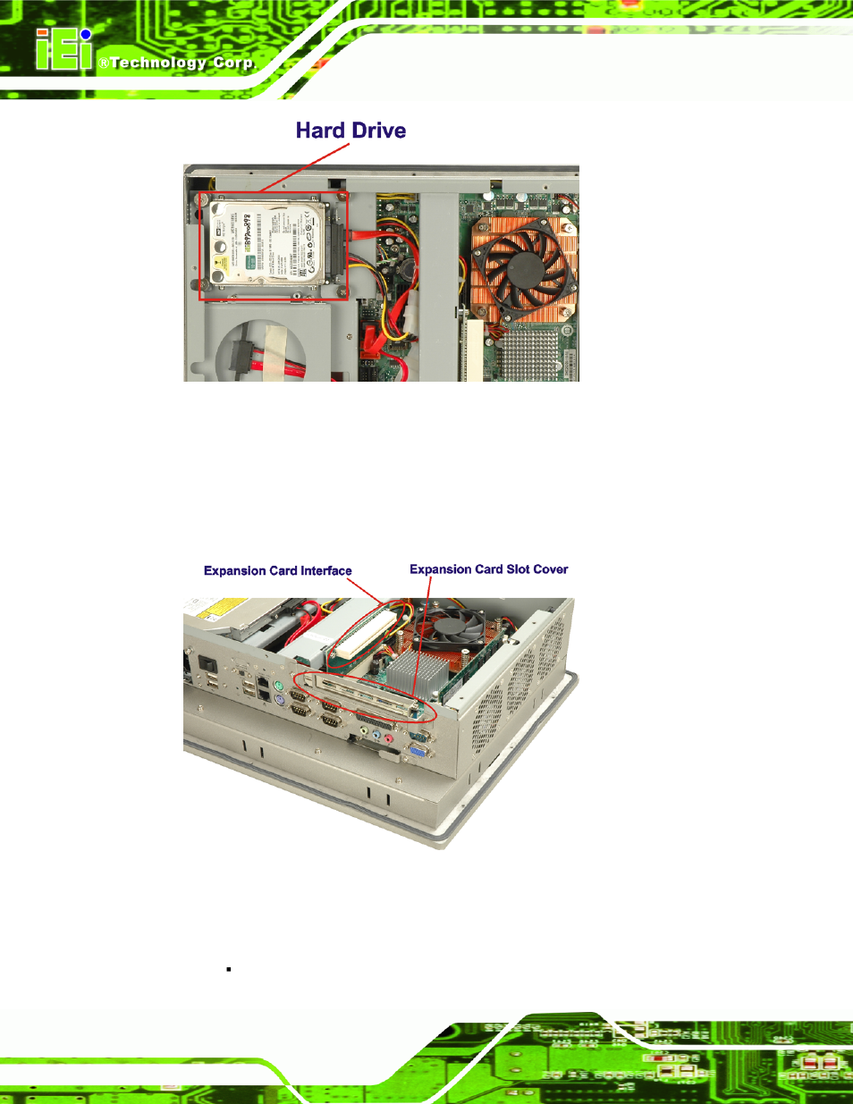 9 expansion slots, Xpansion, Lots | Figure 2-7: sata hard drive slot, Figure 2-8: expansion card slot | IEI Integration PPC-5xxx-9455 v1.00 User Manual | Page 46 / 198