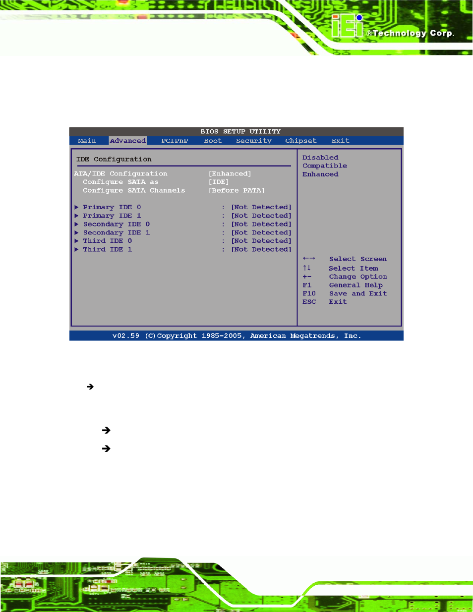 2 ide configuration, Bios menu 4: ide configuration | IEI Integration PPC-5xxx-9455 v1.00 User Manual | Page 91 / 198