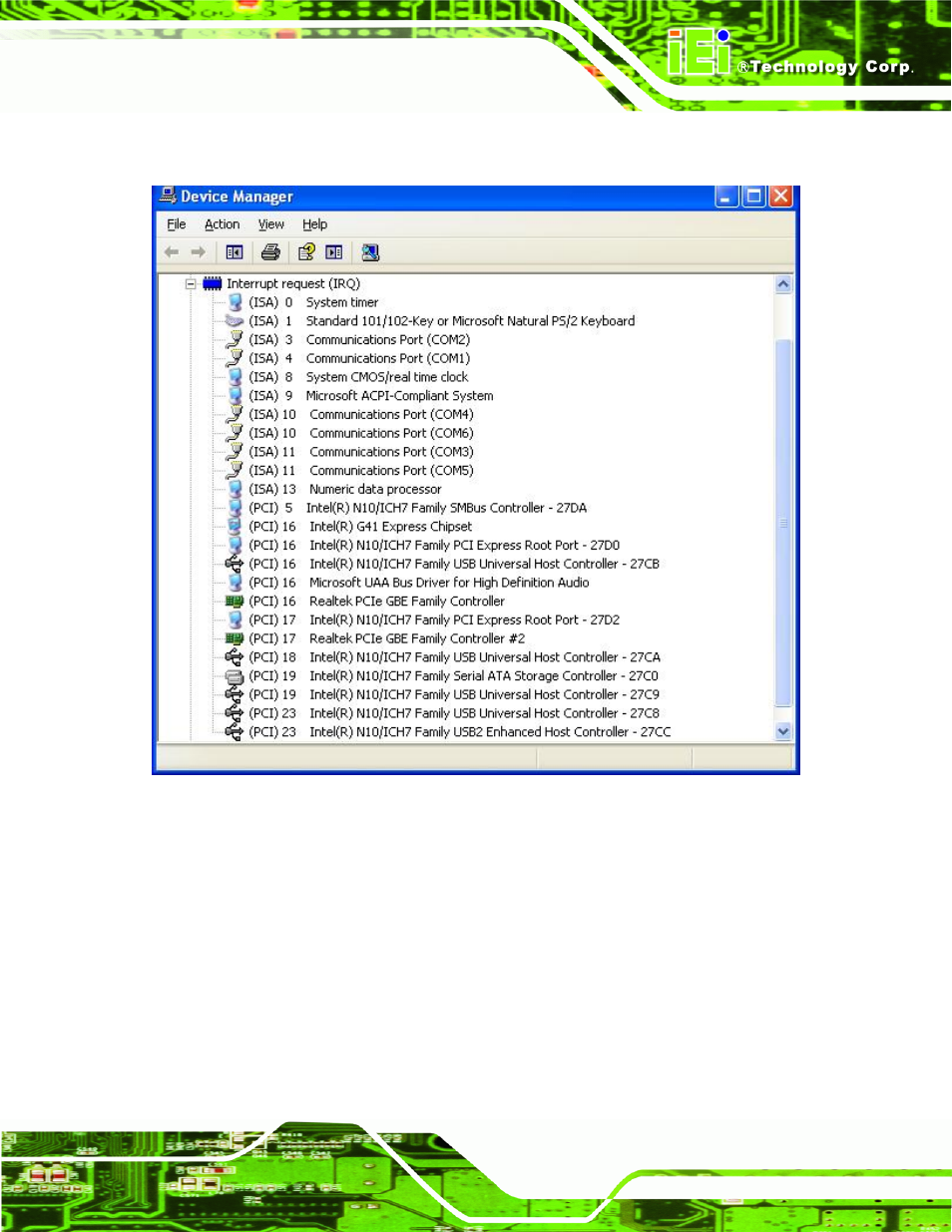 E.3 interrupt request (irq), Nterrupt, Equest | Irq) | IEI Integration PPC-WIDS-51xxA-G41 User Manual | Page 147 / 152