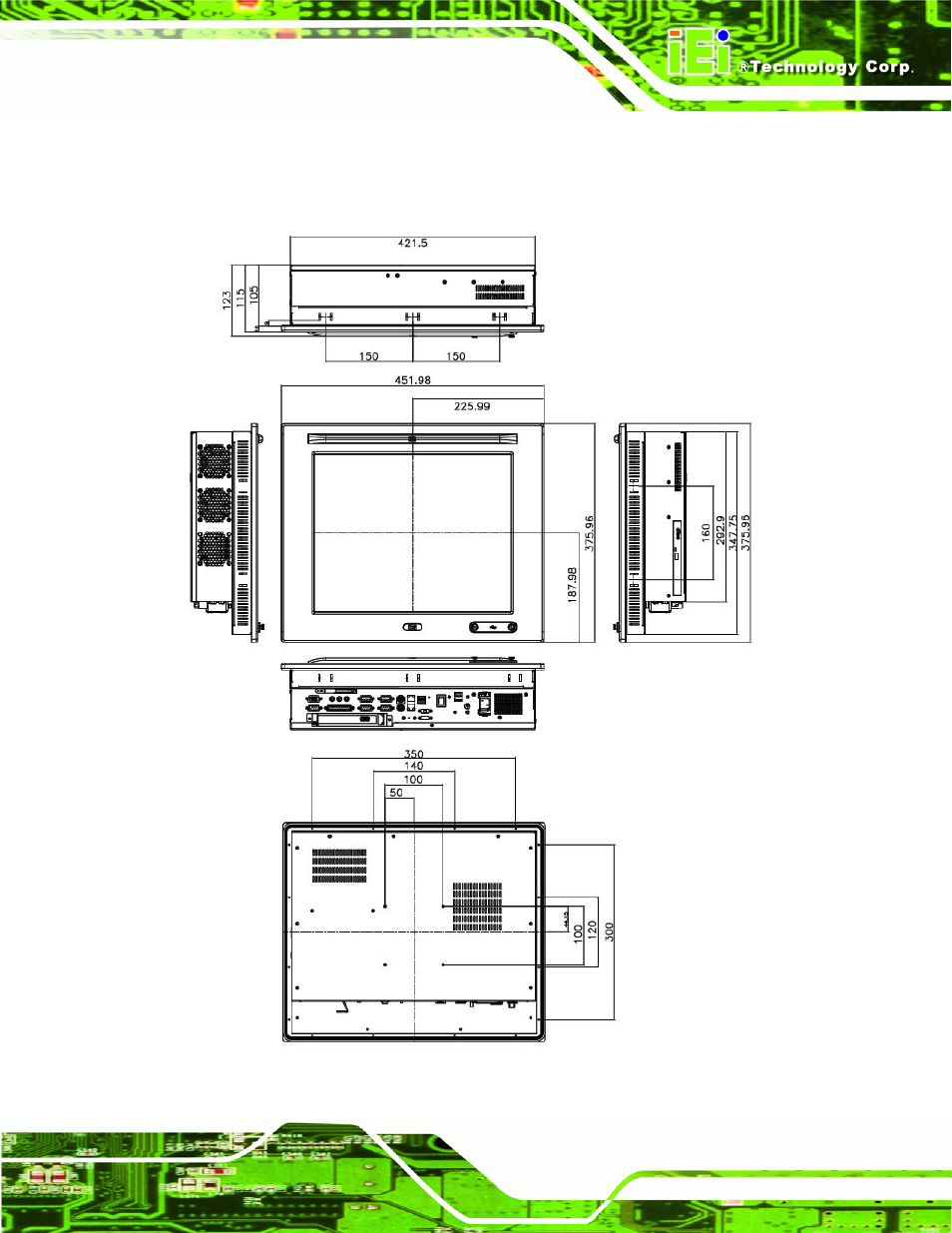 5 wids-517a-g41 dimensions, Figure 2-5: wids-517a-g41 dimensions (units in mm) | IEI Integration PPC-WIDS-51xxA-G41 User Manual | Page 33 / 152