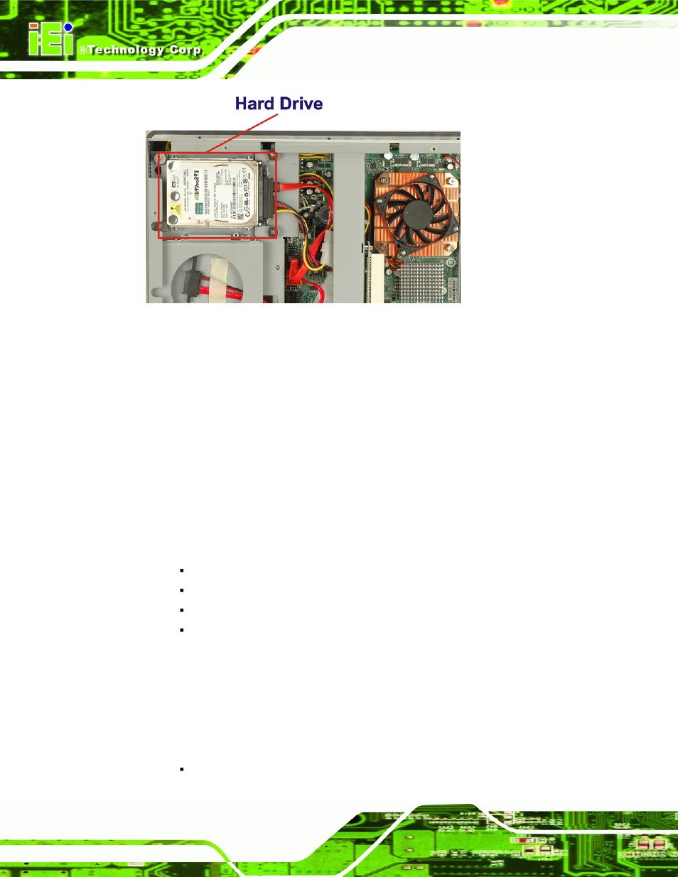 6 front panel, 1 flat screen, 2 touch screen | Ront, Anel, Figure 2-8: sata hard drive slot | IEI Integration PPC-WIDS-51xxA-G41 User Manual | Page 36 / 152