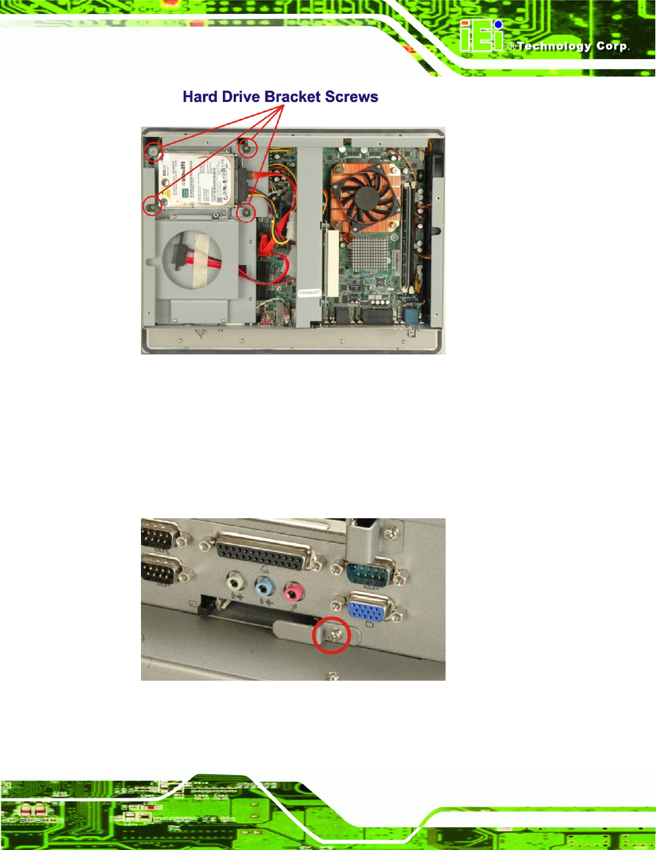 2 compactflash® installation, 2 compactflash, Installation | Figure 4-8: hdd retention screws, Figure 4-9: compactflash® cover plate | IEI Integration PPC-WIDS-51xxA-G41 User Manual | Page 55 / 152