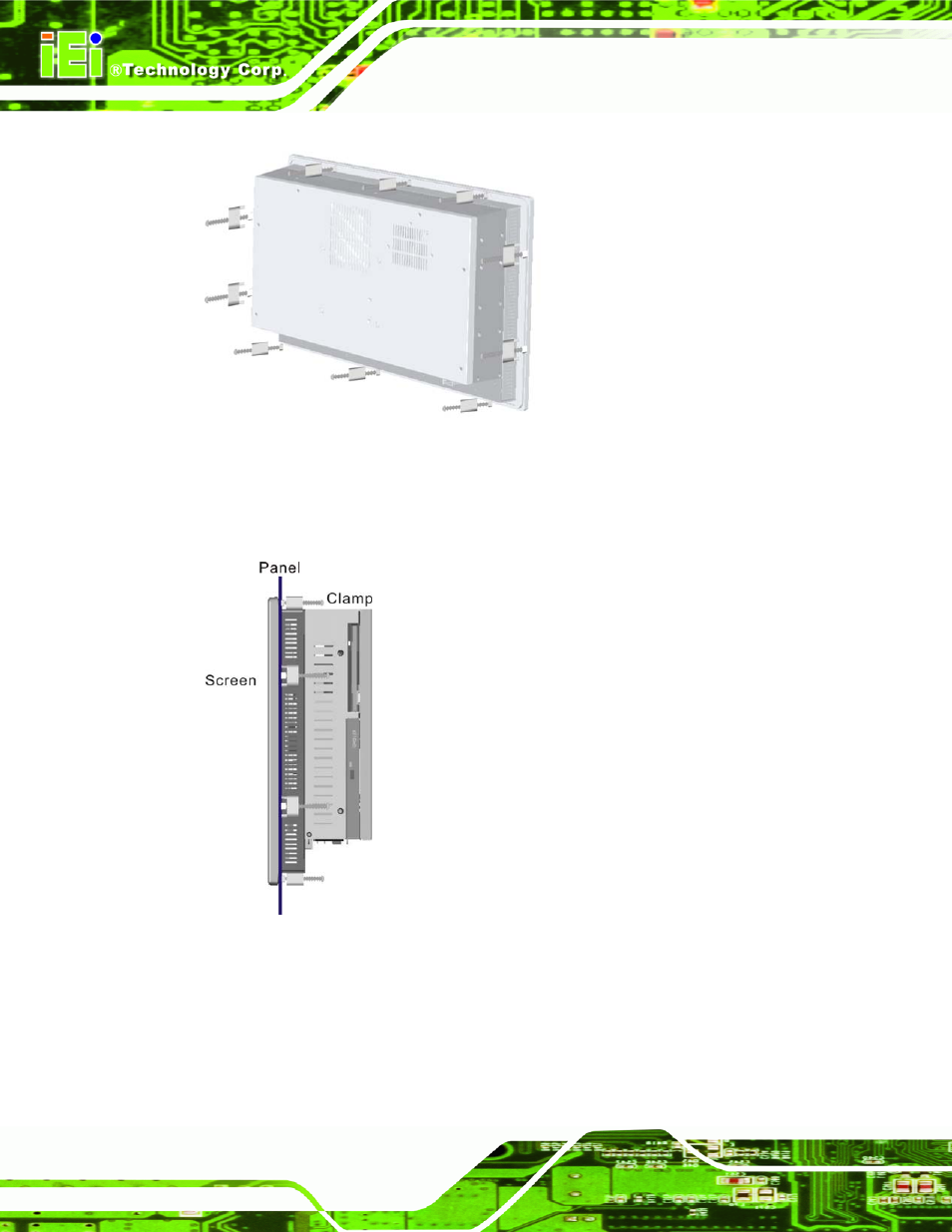 Figure 4-36: panel mounting clamp positions | IEI Integration PPC-WIDS-51xxA-G41 User Manual | Page 74 / 152