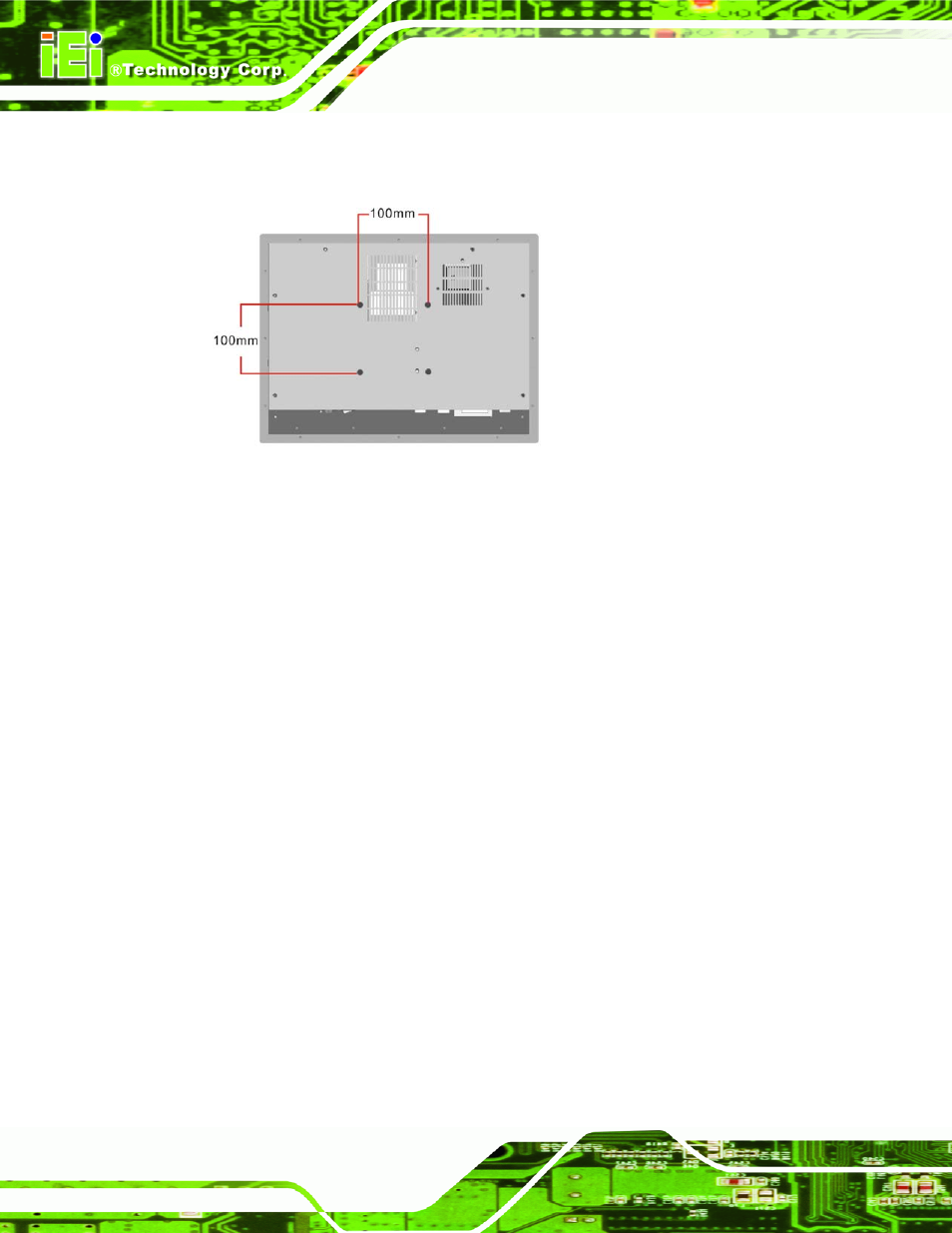 Figure 4-38: arm mount retention screw holes | IEI Integration PPC-WIDS-51xxA-G41 User Manual | Page 76 / 152