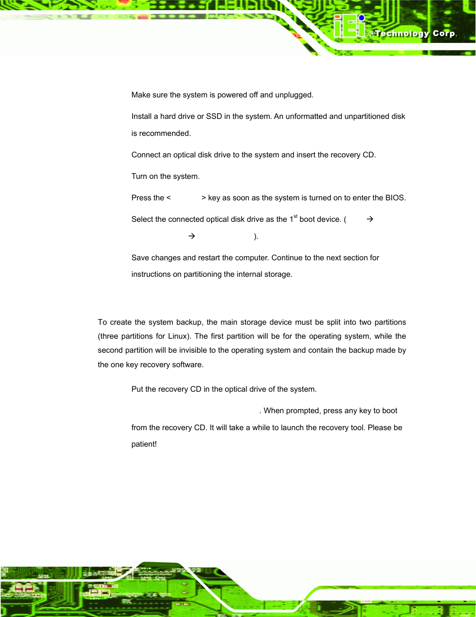 B.2.1 hardware and bios setup, B.2.2 create partitions | IEI Integration PPC-51xxA-H61 User Manual | Page 146 / 193