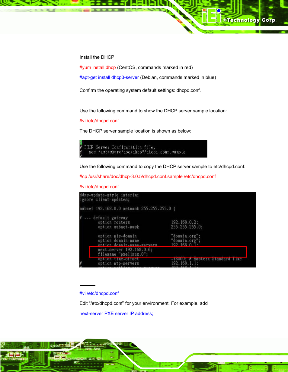 B.6.1 configure dhcp server settings | IEI Integration PPC-51xxA-H61 User Manual | Page 172 / 193