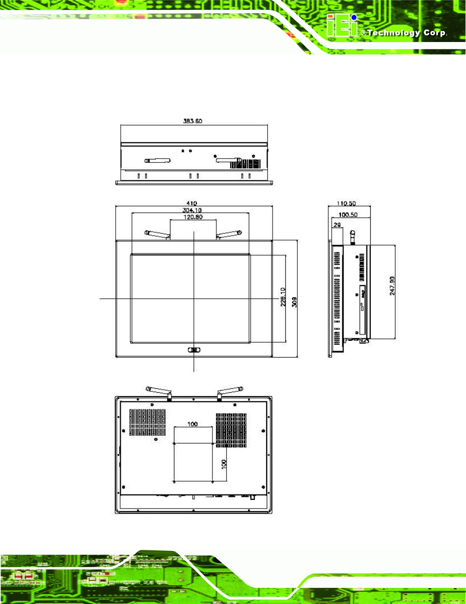 6 dimensions, 1 ppc-5150a-h61 dimensions, Imensions | Figure 1-10: ppc-5150a-h61 dimensions (mm) | IEI Integration PPC-51xxA-H61 User Manual | Page 26 / 193