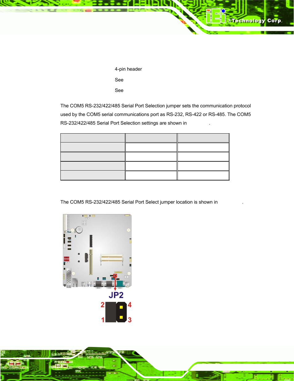 4 com5 rs-232/422/485 serial port selection jumper | IEI Integration PPC-51xxA-H61 User Manual | Page 44 / 193