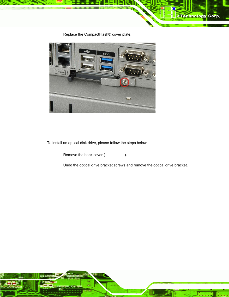 3 optical disk drive installation (optional) | IEI Integration PPC-51xxA-H61 User Manual | Page 48 / 193