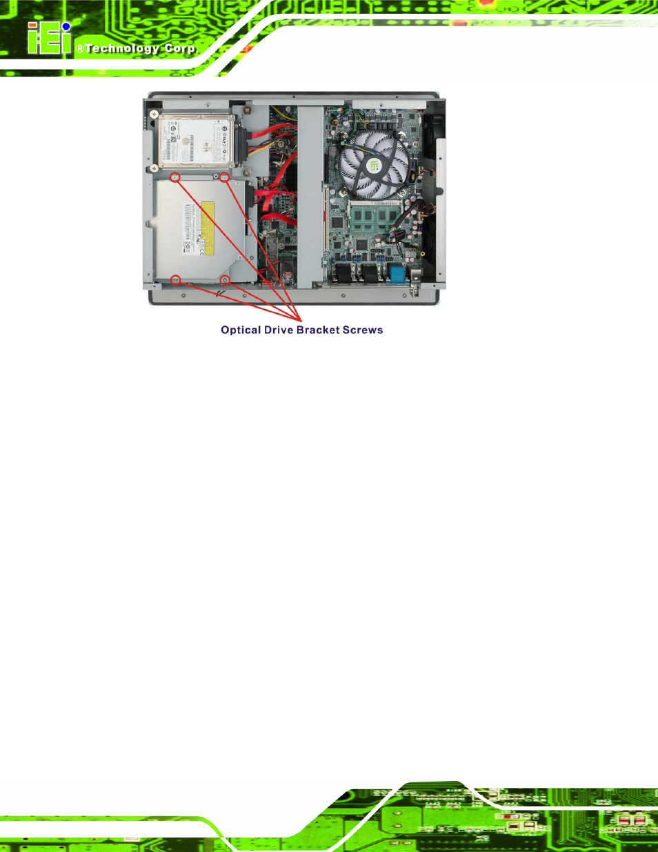 Figure 3-14: replacing the optical drive bracket | IEI Integration PPC-51xxA-H61 User Manual | Page 51 / 193