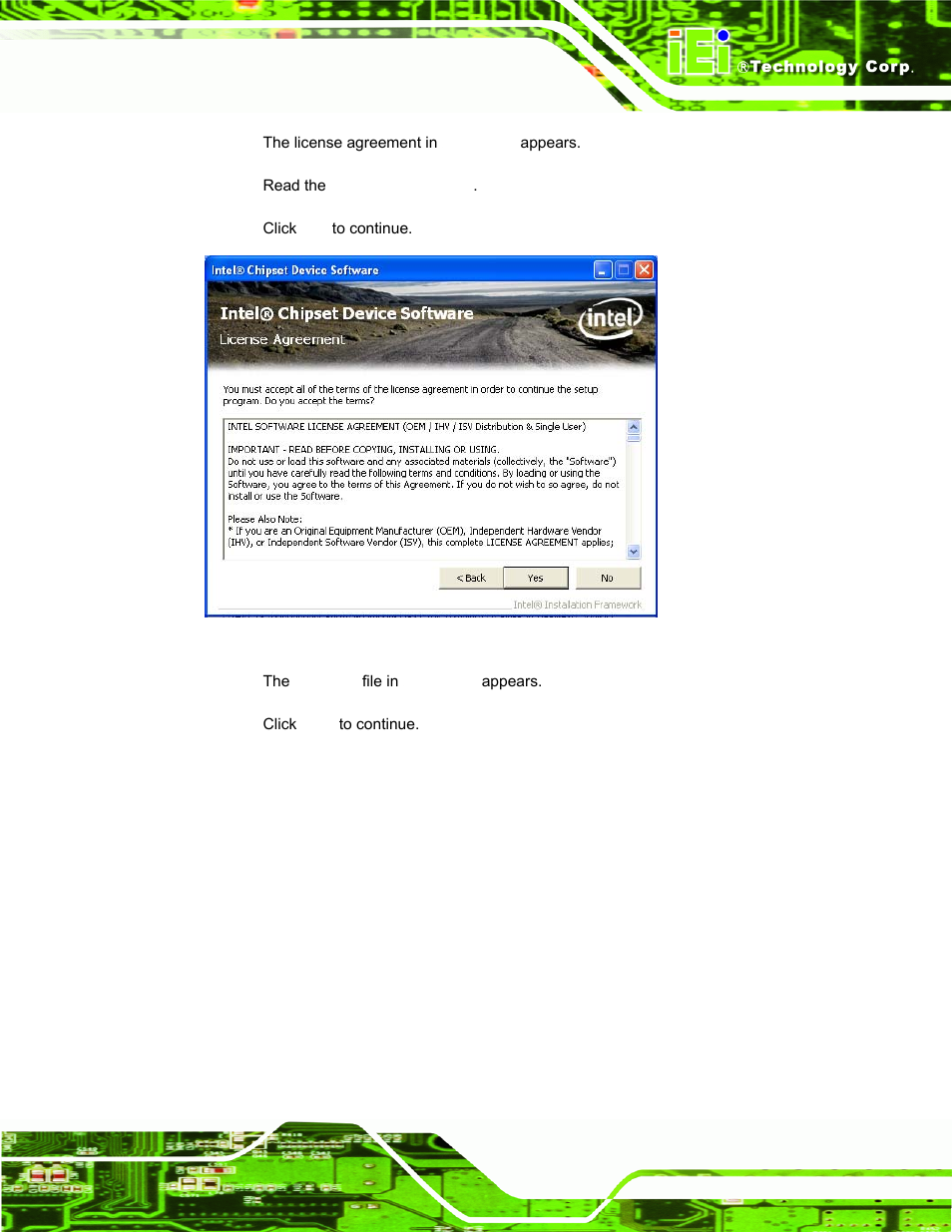 Figure 6-3: chipset driver license agreement | IEI Integration PPC-5152-D525 v1.02 User Manual | Page 111 / 183