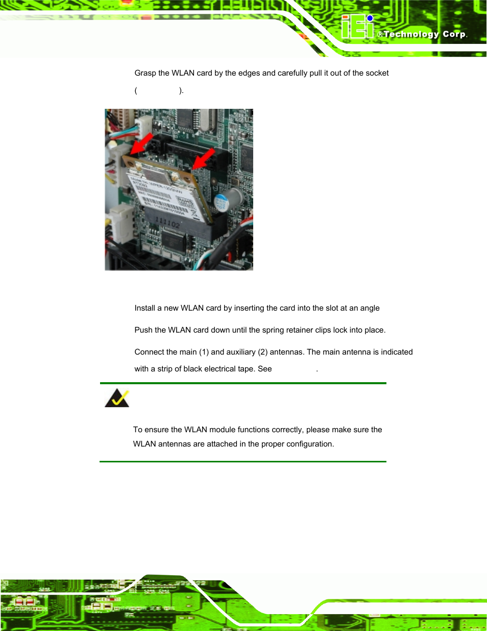 Figure4-5: removing the wlan card | IEI Integration PPC-5152-D525 v1.02 User Manual | Page 77 / 183