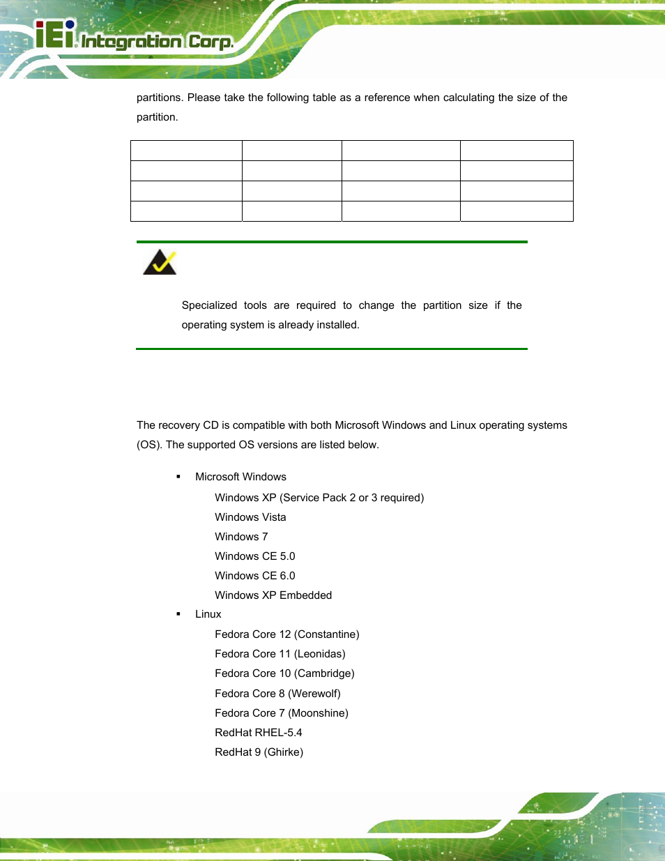 B.1.2 supported operating system | IEI Integration PPC-5152-D525 v2.10 User Manual | Page 136 / 185