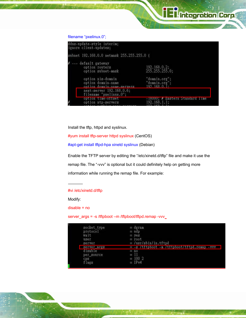 B.6.2 configure tftp settings | IEI Integration PPC-5152-D525 v2.10 User Manual | Page 165 / 185