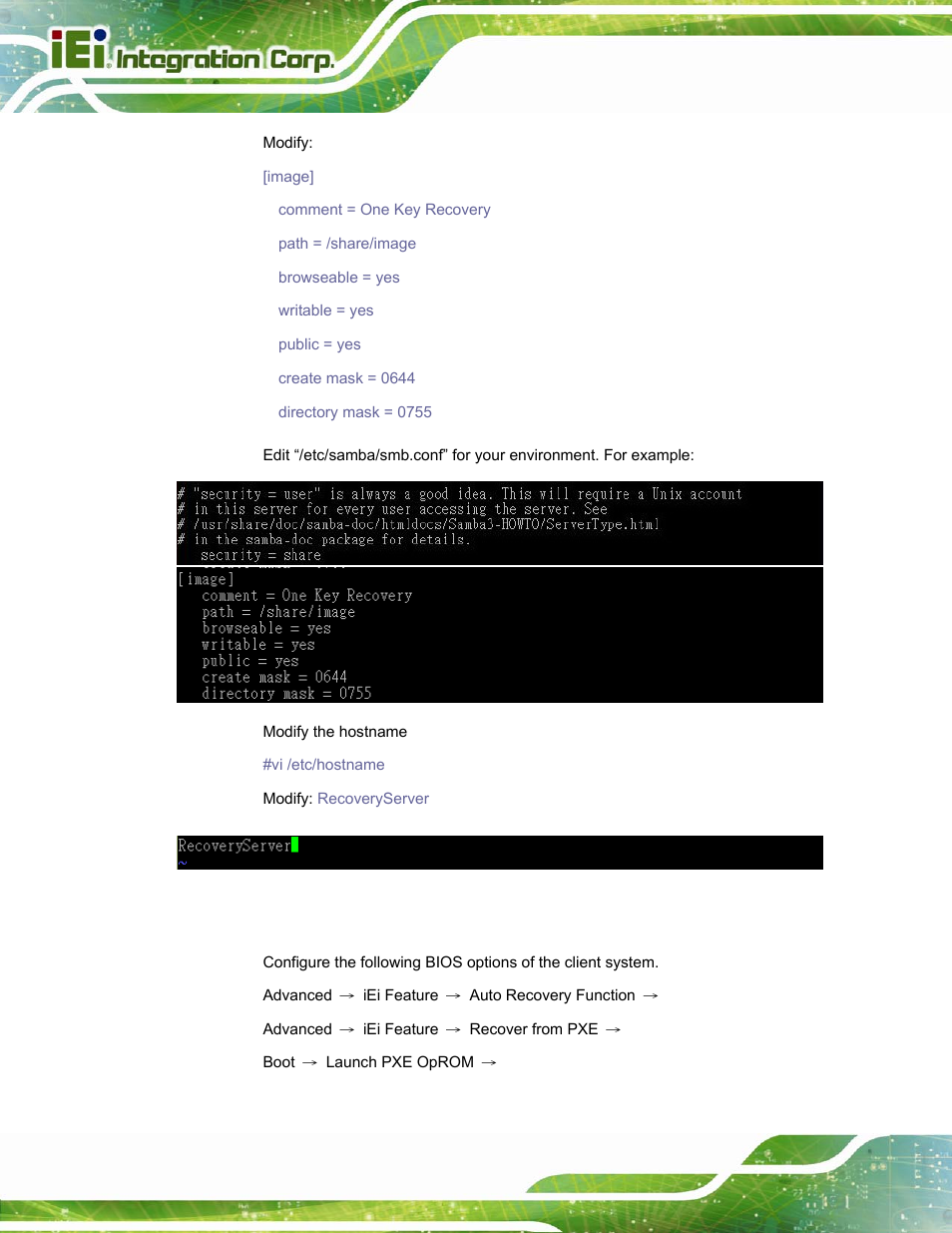 B.6.6 setup a client system for auto recovery | IEI Integration PPC-5152-D525 v2.10 User Manual | Page 168 / 185