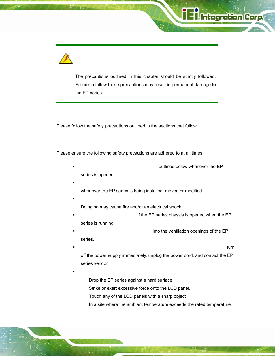 C.1 safety precautions, C.1.1 general safety precautions | IEI Integration PPC-5152-D525 v2.10 User Manual | Page 175 / 185