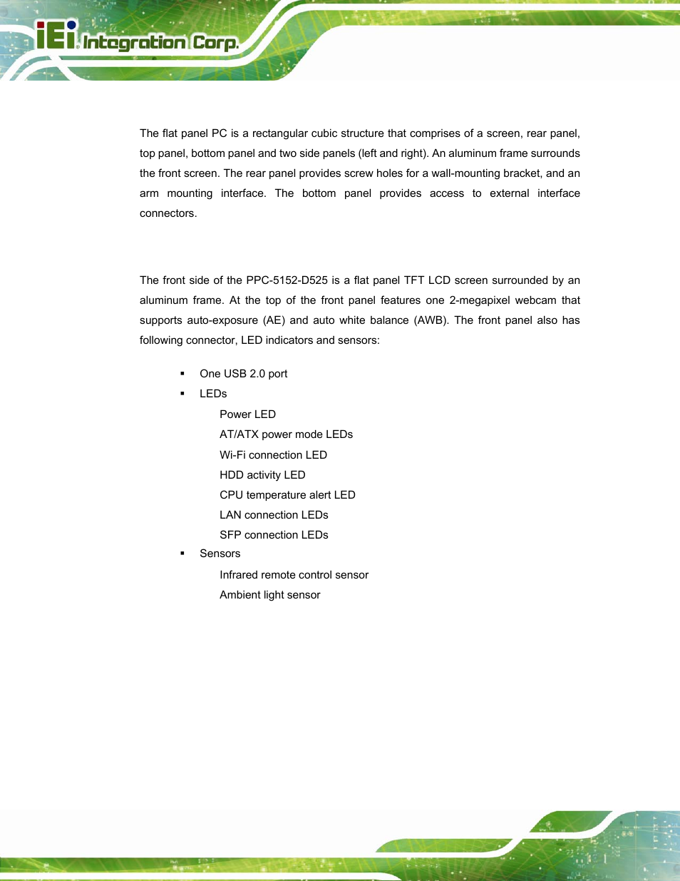 4 external overview, 1 front panel | IEI Integration PPC-5152-D525 v2.10 User Manual | Page 18 / 185