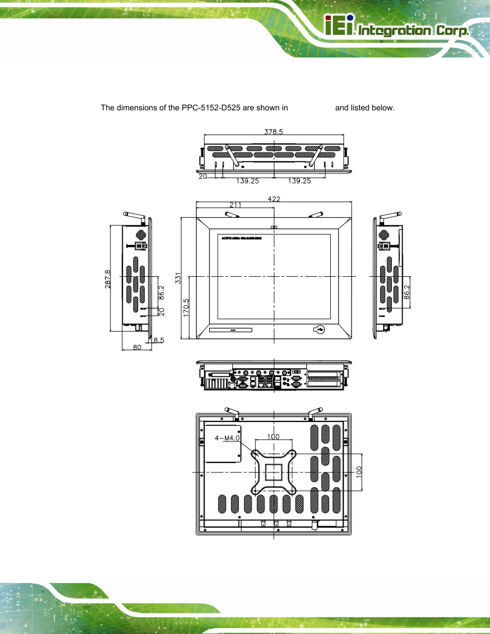 6 dimensions | IEI Integration PPC-5152-D525 v2.10 User Manual | Page 25 / 185