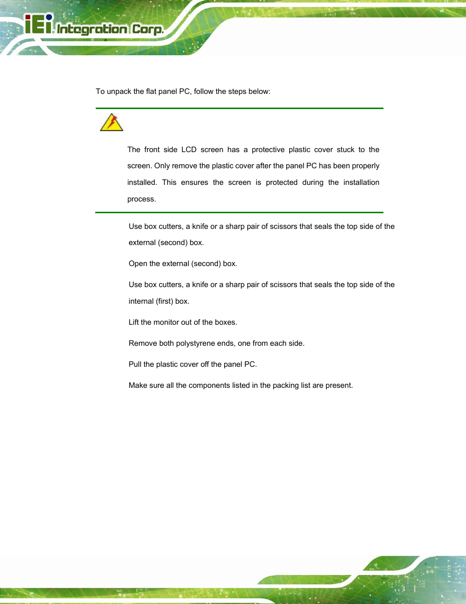 1 unpacking | IEI Integration PPC-5152-D525 v2.10 User Manual | Page 30 / 185