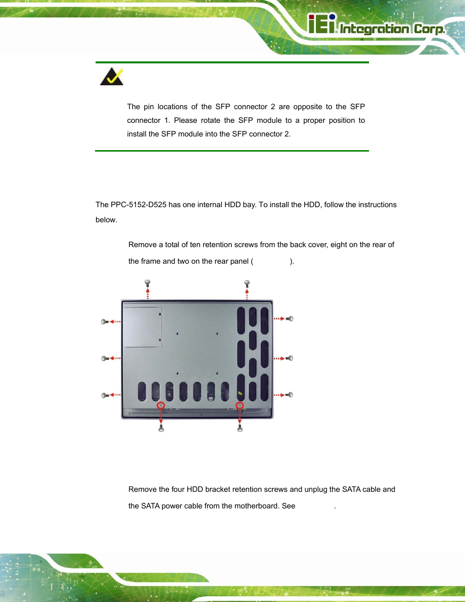 7 hdd installation | IEI Integration PPC-5152-D525 v2.10 User Manual | Page 39 / 185