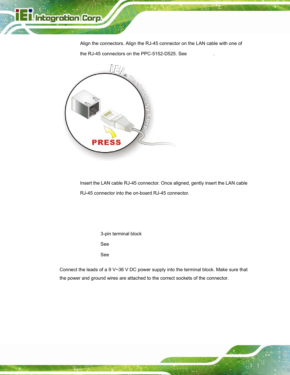 3 power input, 2-pin terminal block | IEI Integration PPC-5152-D525 v2.10 User Manual | Page 58 / 185