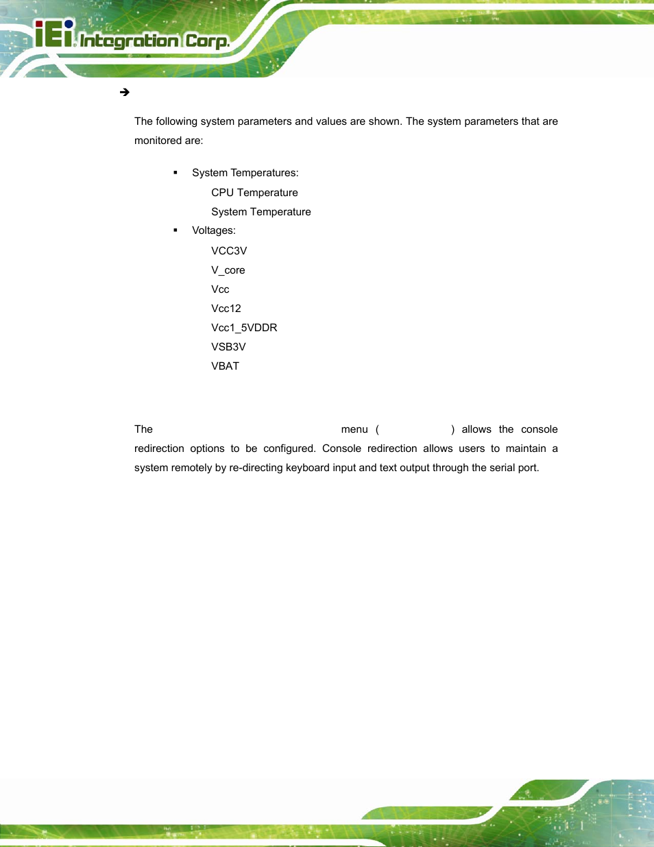 7 serial port console redirection | IEI Integration PPC-5152-D525 v2.10 User Manual | Page 96 / 185
