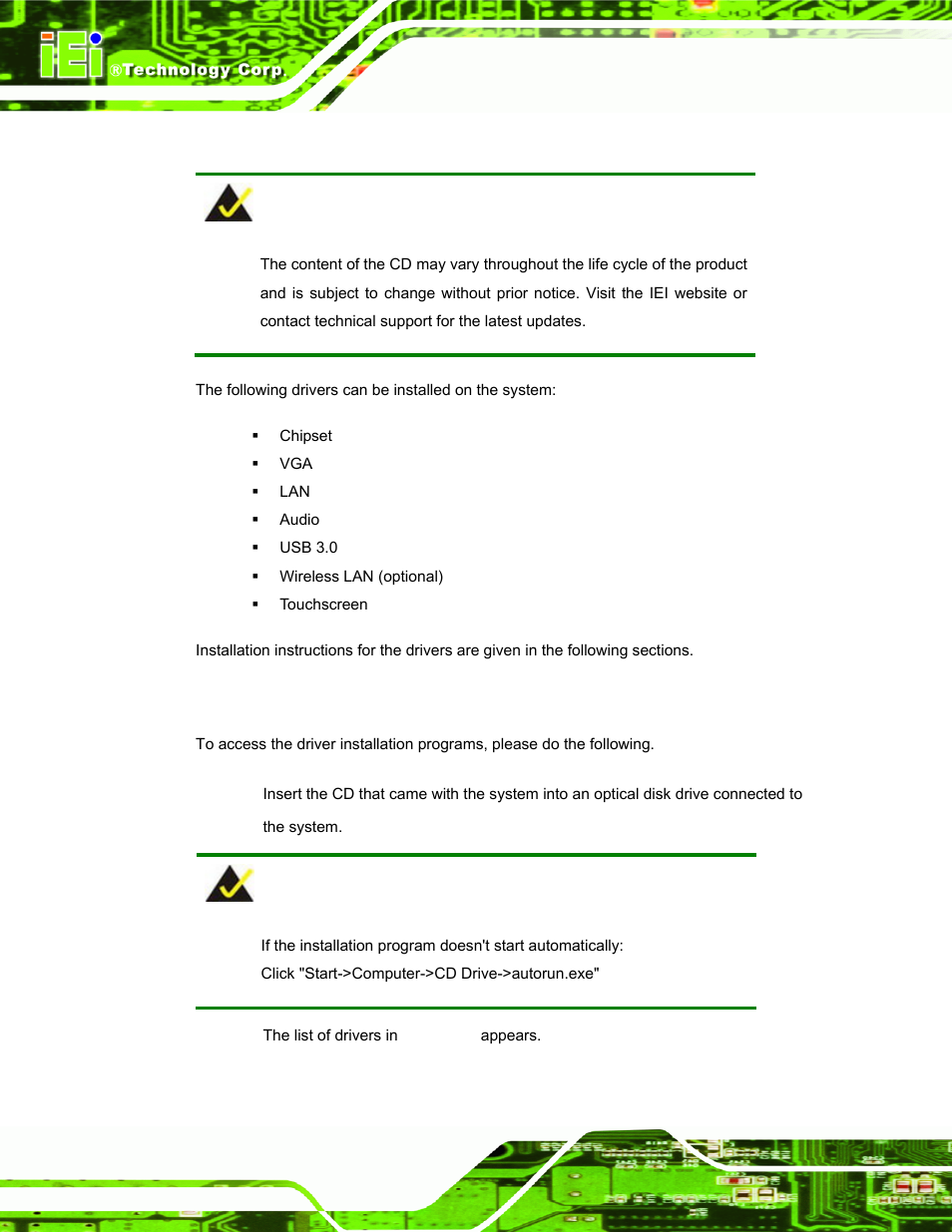 1 available software drivers, 2 starting the driver program, Vailable | Oftware, Rivers, Tarting the, River, Rogram | IEI Integration PPC-37xxA-N26 v1.00 User Manual | Page 106 / 203