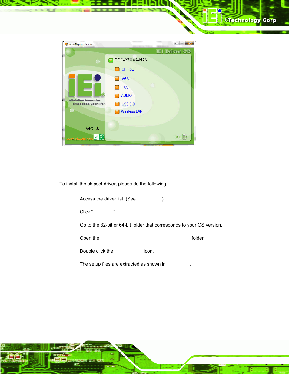 3 chipset driver installation, Hipset, River | Nstallation, Figure 6-1: drivers | IEI Integration PPC-37xxA-N26 v1.00 User Manual | Page 107 / 203