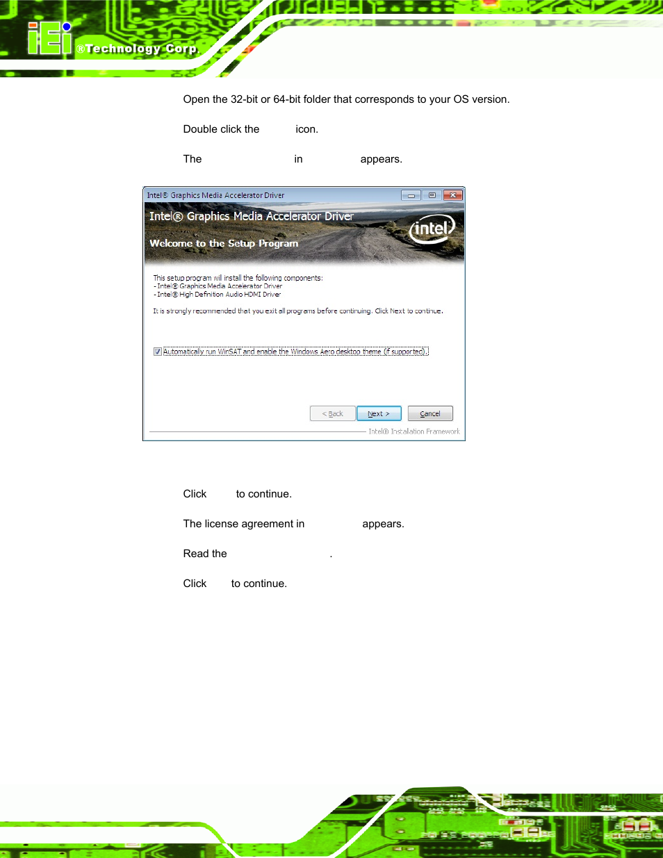 Figure 6-8: vga driver welcome screen | IEI Integration PPC-37xxA-N26 v1.00 User Manual | Page 112 / 203