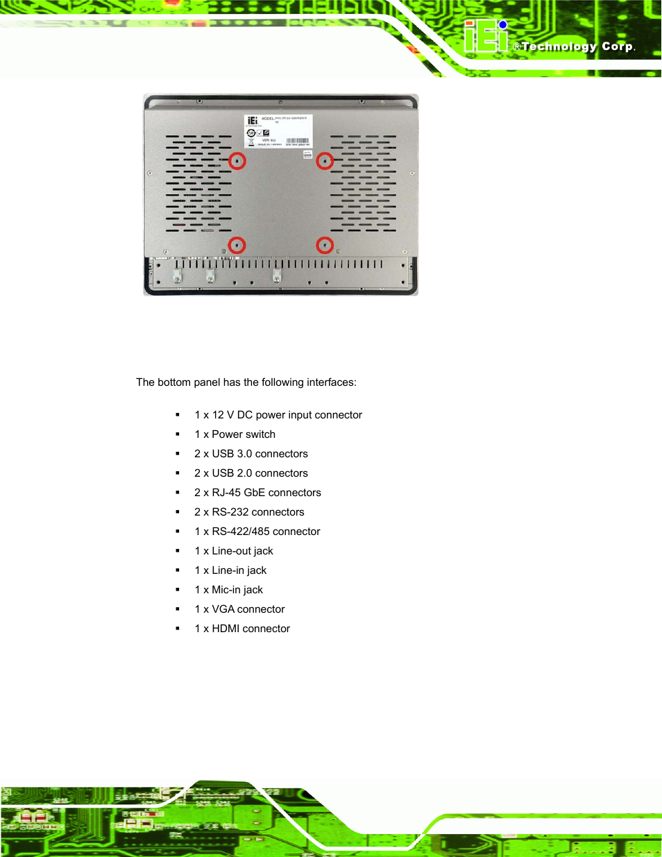 3 bottom panel, Figure 1-3: rear view | IEI Integration PPC-37xxA-N26 v1.00 User Manual | Page 21 / 203