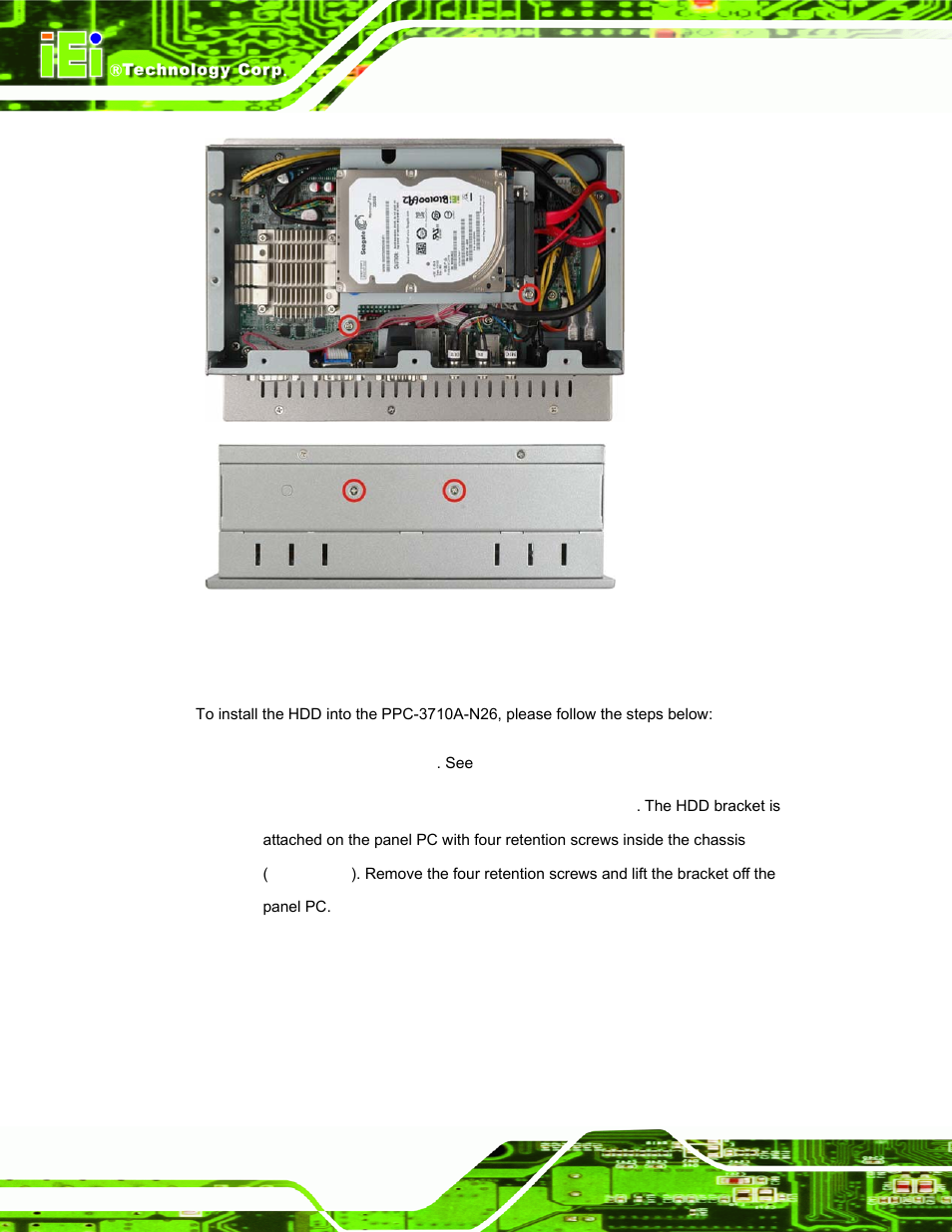 2 ppc-3710a-n26 hdd installation | IEI Integration PPC-37xxA-N26 v1.00 User Manual | Page 46 / 203
