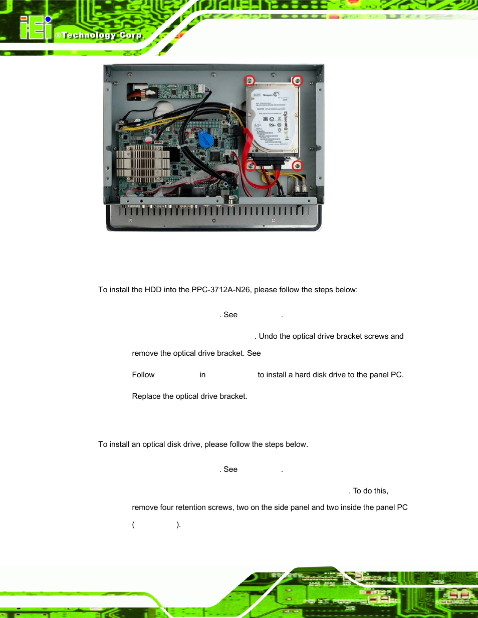 3 ppc-3712a-n26 hdd installation, Ptical, Rive | Nstallation, Ppc-3712a-n26 | IEI Integration PPC-37xxA-N26 v1.00 User Manual | Page 48 / 203