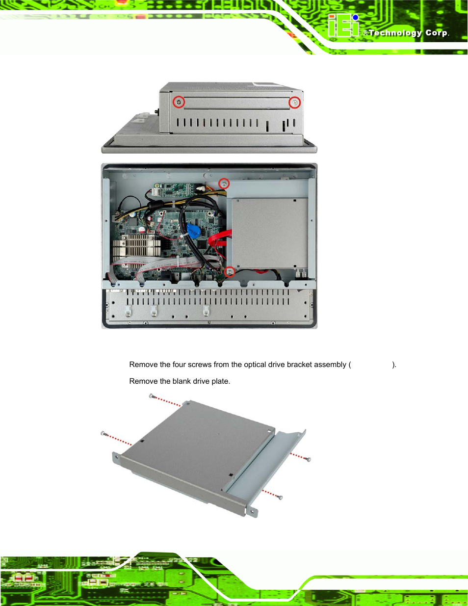 Figure 3-19: optical drive blank plate assembly, Figure 3-18, Figure 3-18 ) | IEI Integration PPC-37xxA-N26 v1.00 User Manual | Page 49 / 203