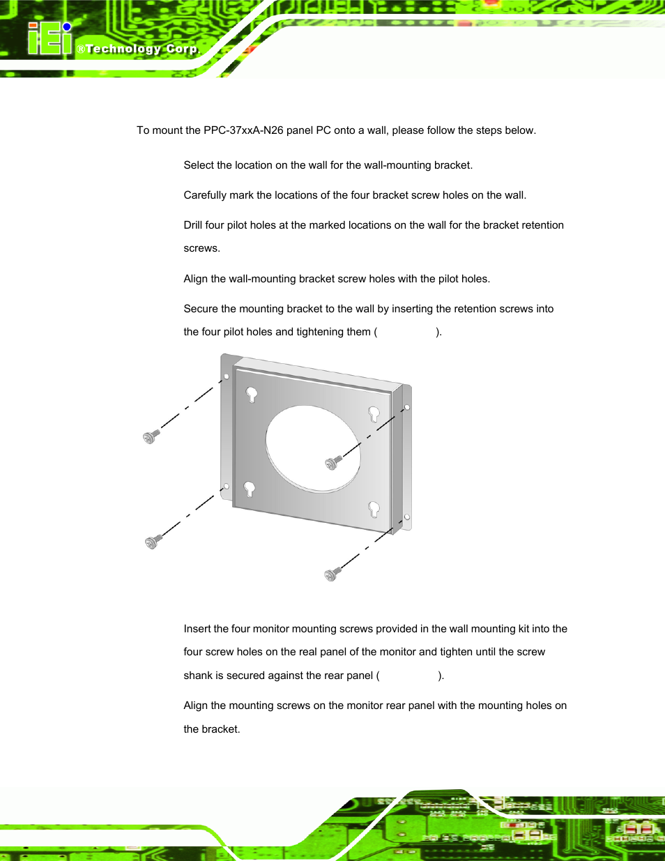 1 wall mounting, Figure 3-23: wall-mounting bracket | IEI Integration PPC-37xxA-N26 v1.00 User Manual | Page 52 / 203