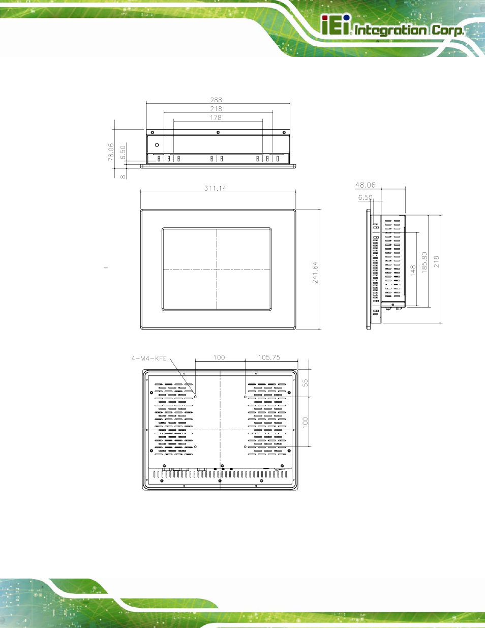 2 ppc-3710a-n26 dimensions, Figure 1-9: ppc-3710a-n26 dimensions (mm) | IEI Integration PPC-37xxA-N26 v1.10 User Manual | Page 25 / 200
